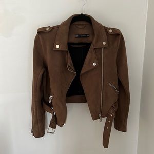 Brown suede moto style jacket